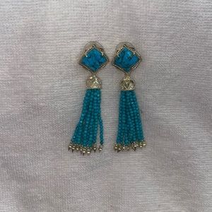 Kendra Scott Blossom Statement Tassel Drop Earrings in Gold/Turquoise